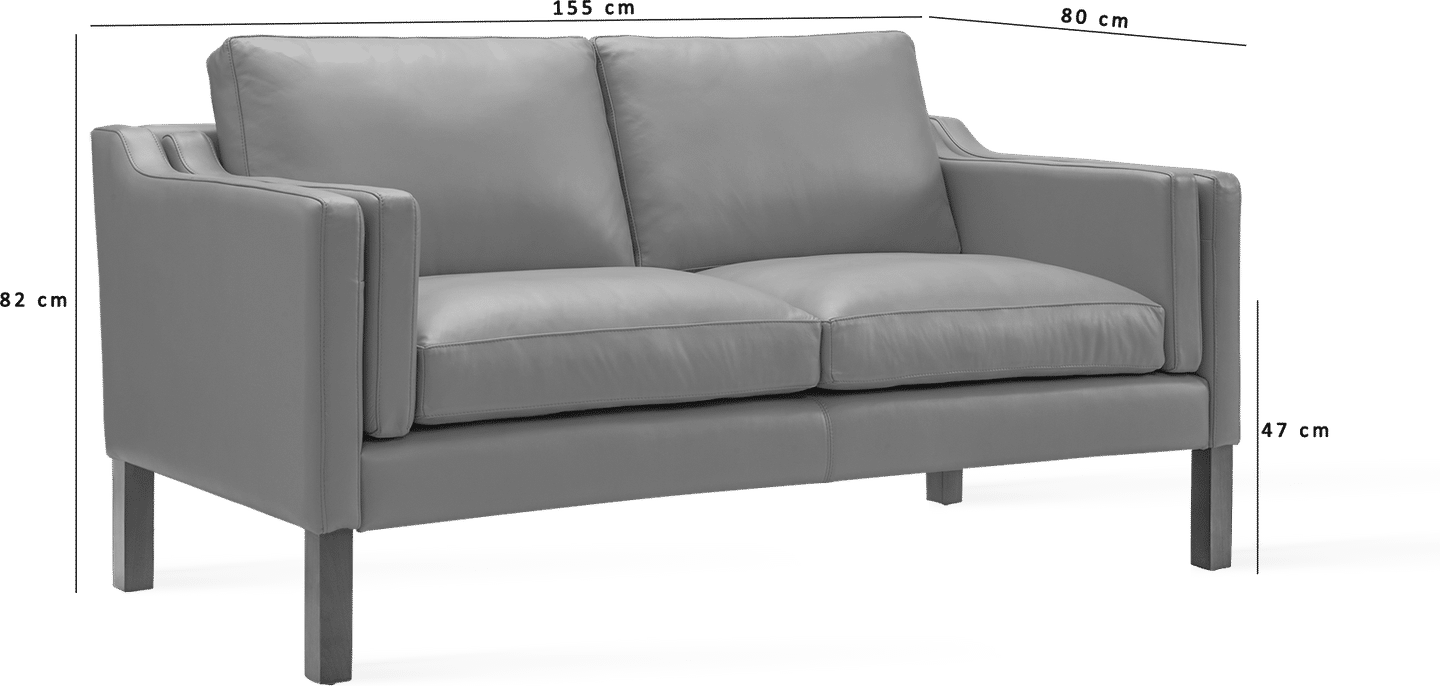 2212 Sofa med to seter Italian Leather/Black image.