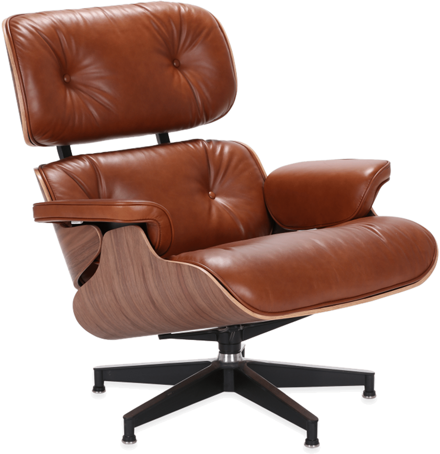 Eames Style Lounge Chair H Miller Version Premium Leather/Tan/Rosewood image.