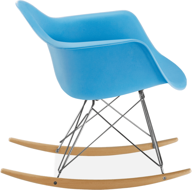 Chaise à bascule en plastique de style RAR Light Blue/Light Wood image.