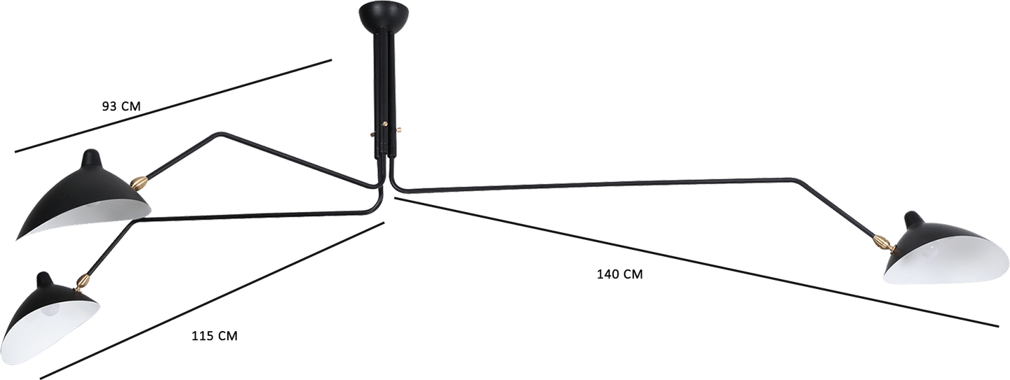 MCL R3 - Lámpara de techo Casquette de tres brazos Black image.