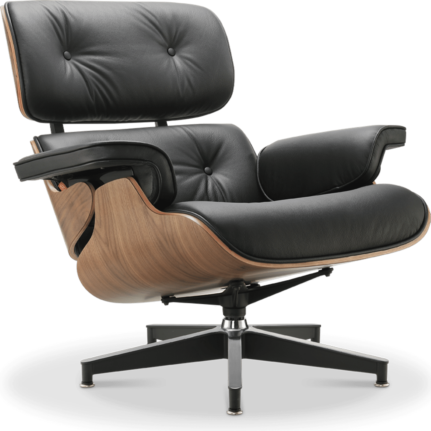 Eames Style Lounge Chair H Miller Version Italian Leather/Black/Walnut image.
