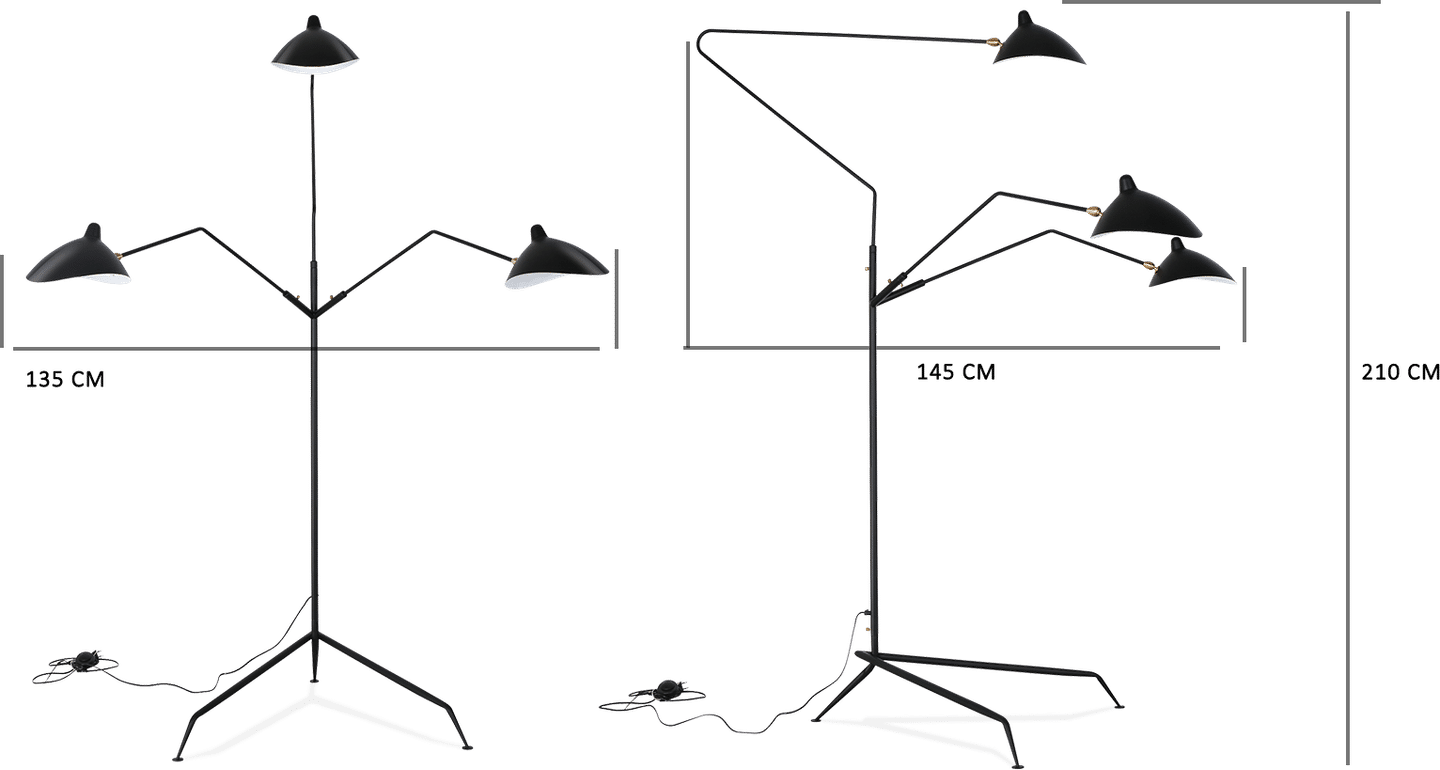 MFL-3 Style Contemporary Floor Lamp Black image.