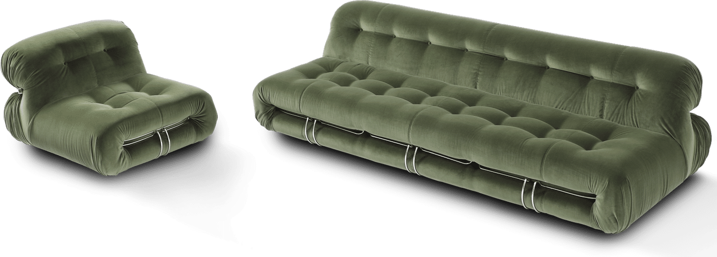 Soriana Style Sofa 3 Seat Bottle Green Velvet image.