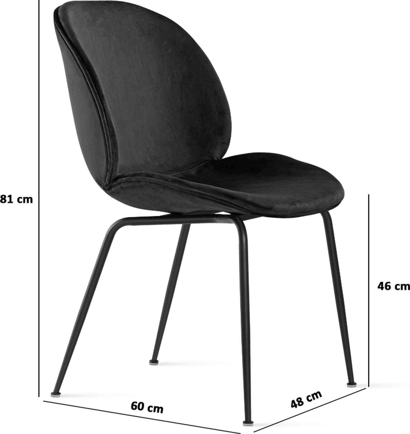 Chaise de salle à manger style coccinelle - Velours intégral rembourré Bottle Green Velvet/Black image.