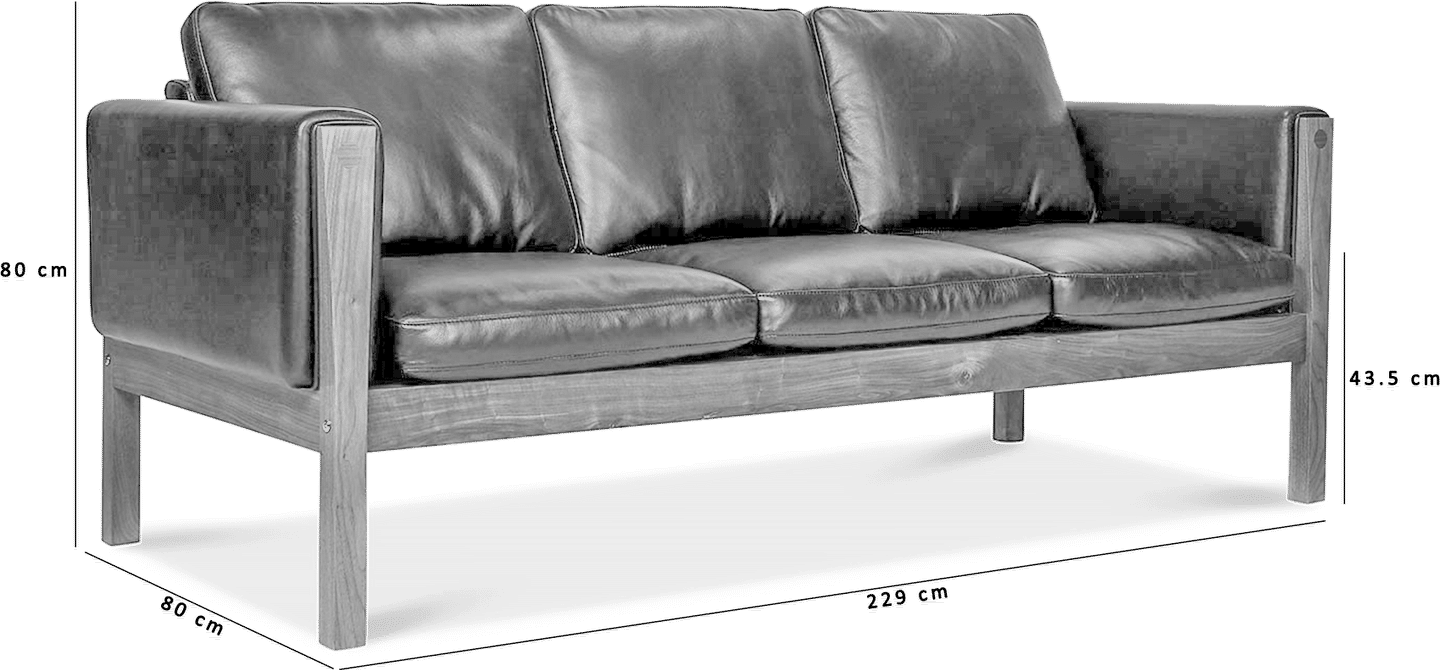 CH163 3-sitsig soffa Ash Wood/Black  image.