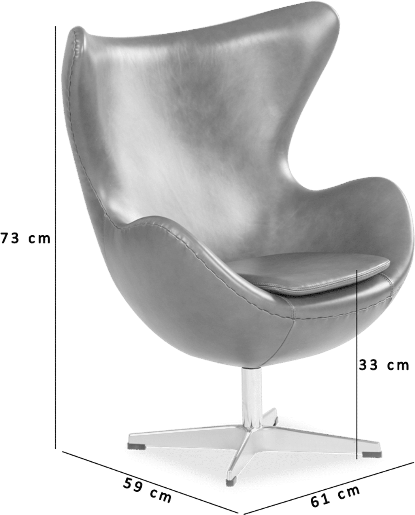 Child Egg Chair Premium Leather/Dark Tan image.