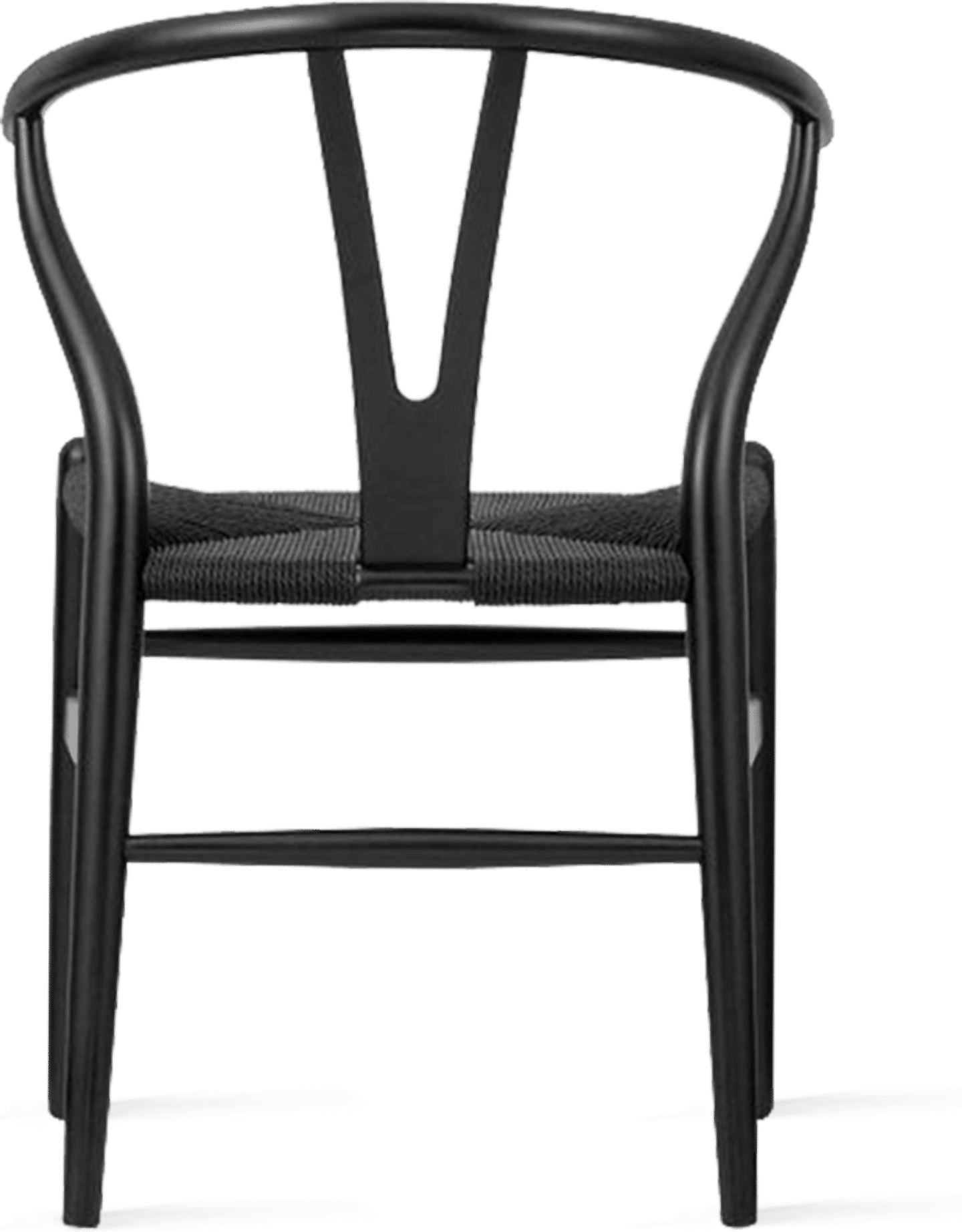 Chaise Wishbone (Y) - CH24 - Noir - Cordon noir Lacquered/Black image.