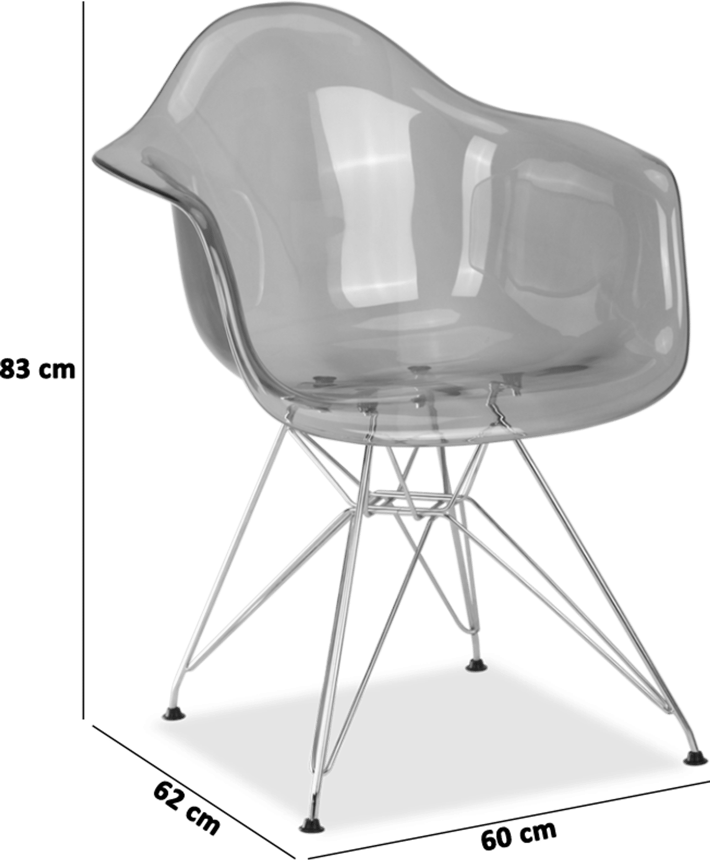 Chaise transparente de style DAR Grey Transparent image.