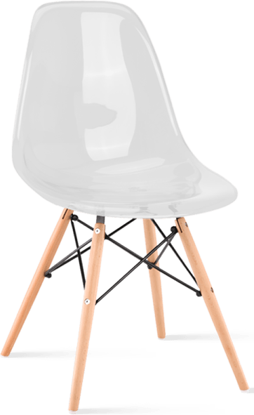 Gjennomsiktig stol i DSW-stil Clear/Light Wood image.