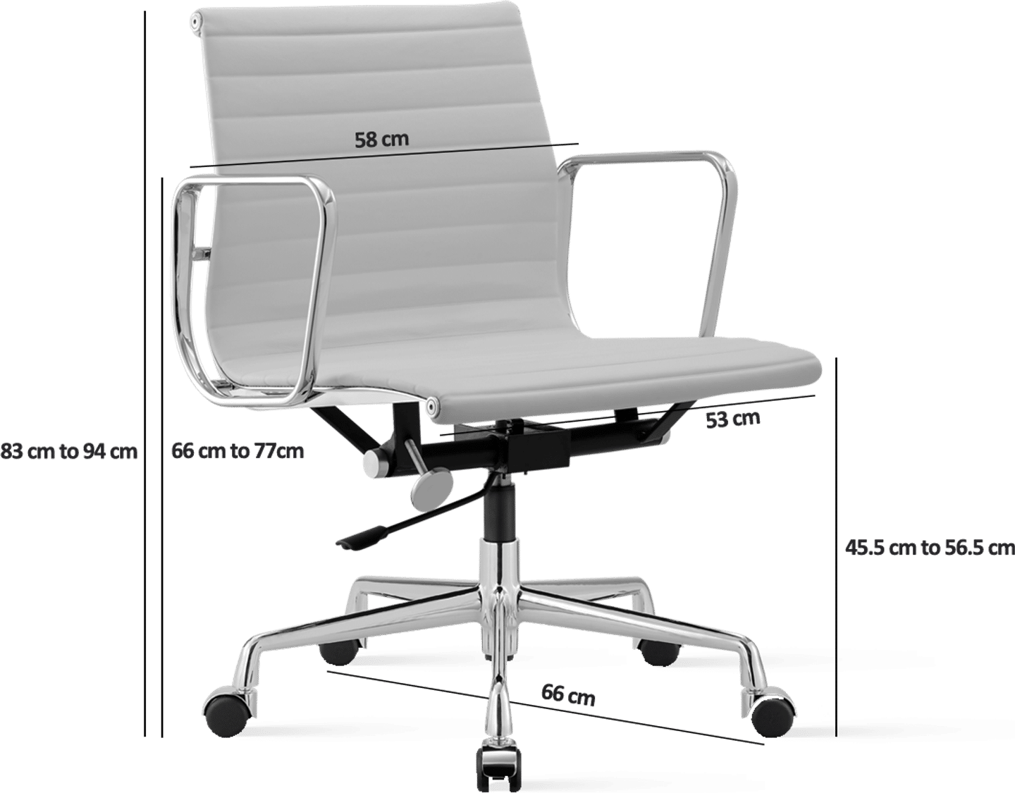 Inspiration Eames Alu EA117 - Chaise Bureau en Cuir