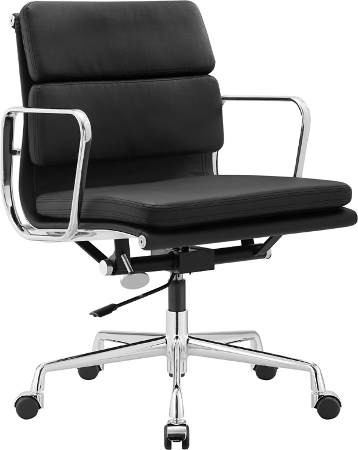 Sedia da ufficio stile Eames EA217 in pelle Black image.