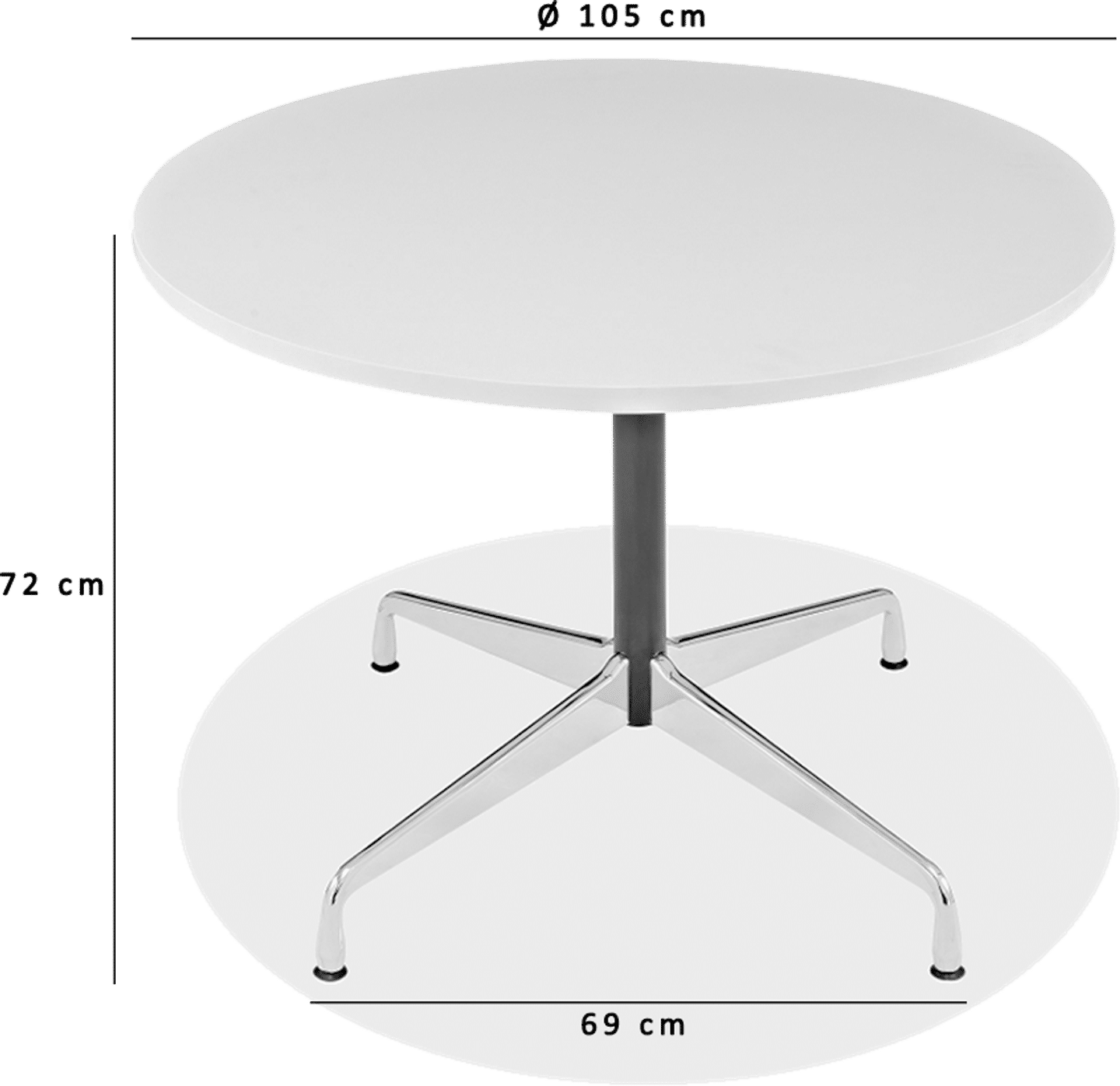 Eames Style Round Conference Table Black/105 CM image.