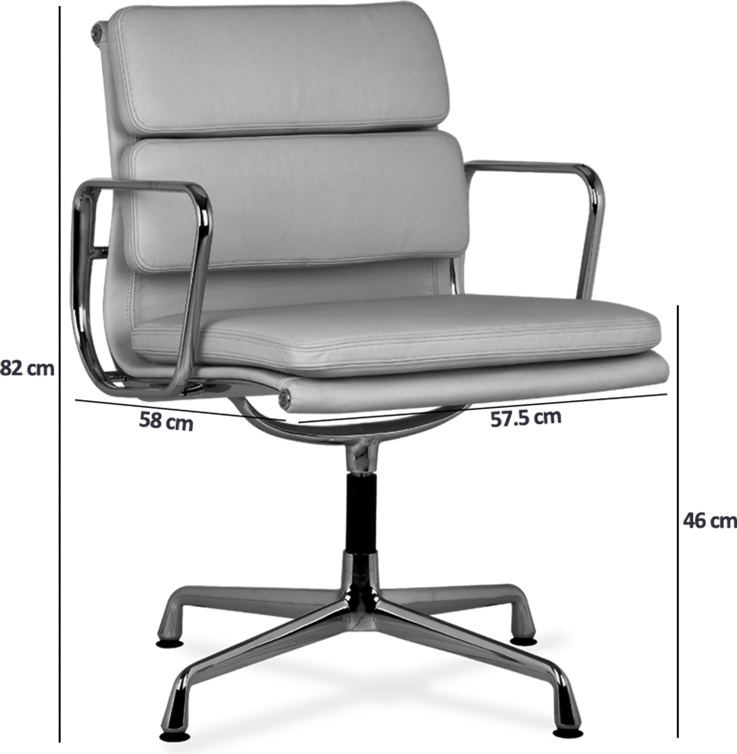 Chaise de bureau Eames Style Soft Pad EA208 Black image.