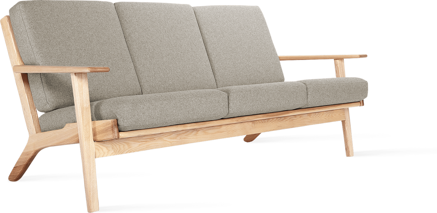 GE 290 Plank 3 Seater Sofa Light Pebble Grey/Ash Wood image.