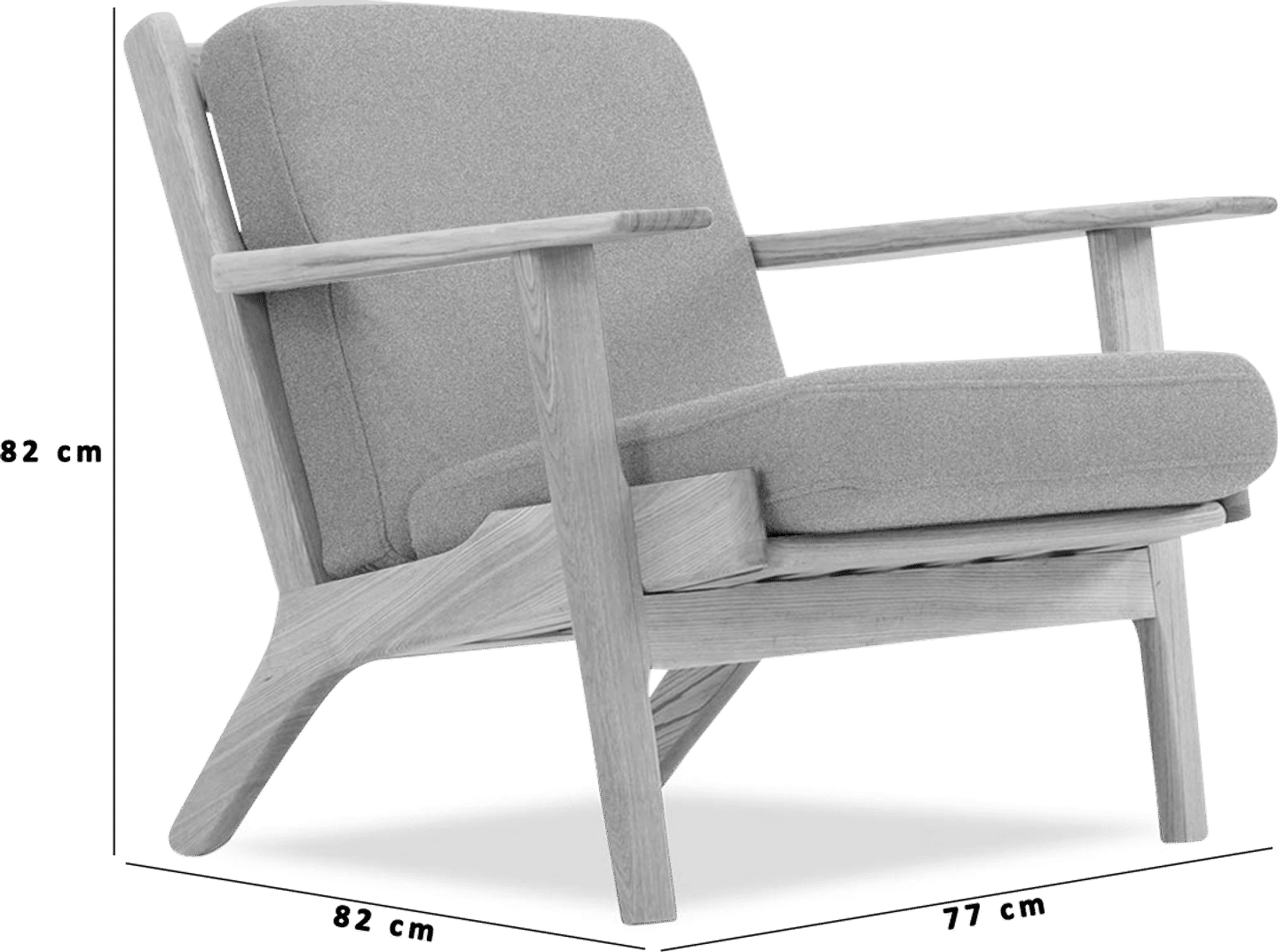 GE 290 Chaise à dossier plat Light Pebble Grey/Ash Wood image.