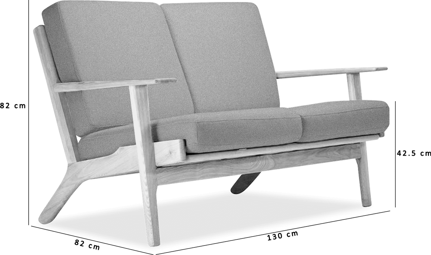 GE 290 Plank Loveseat 2 Seater Sofa Light Pebble Grey/Ash Wood image.