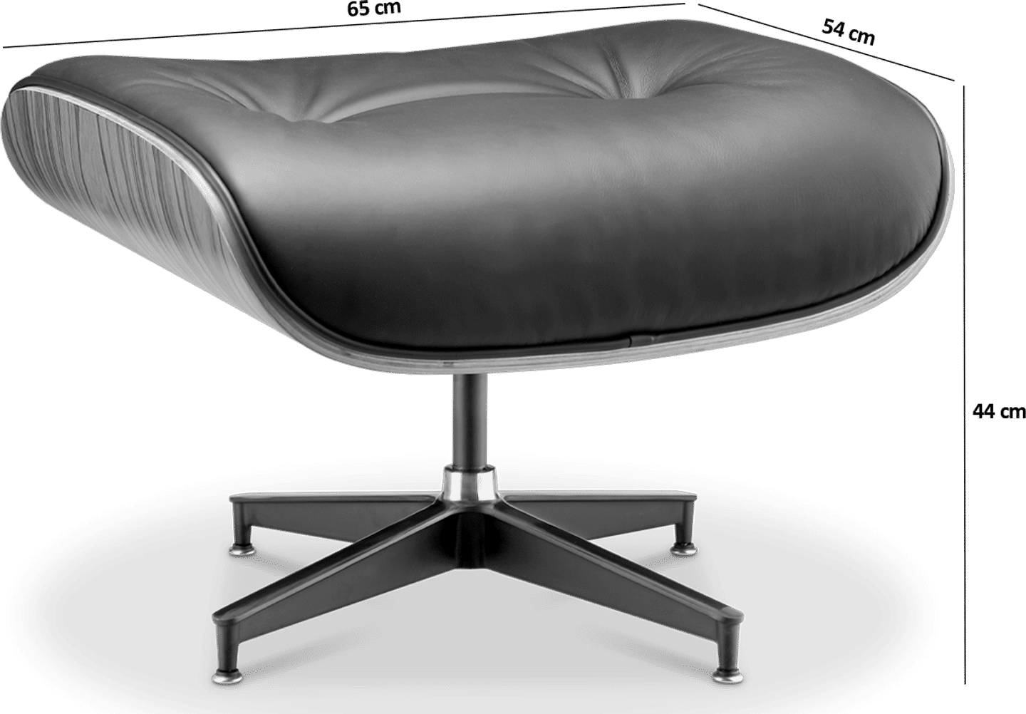 Eames Stijl Lounge Kruk H Miller Versie Italian Leather/Black/Rosewood image.