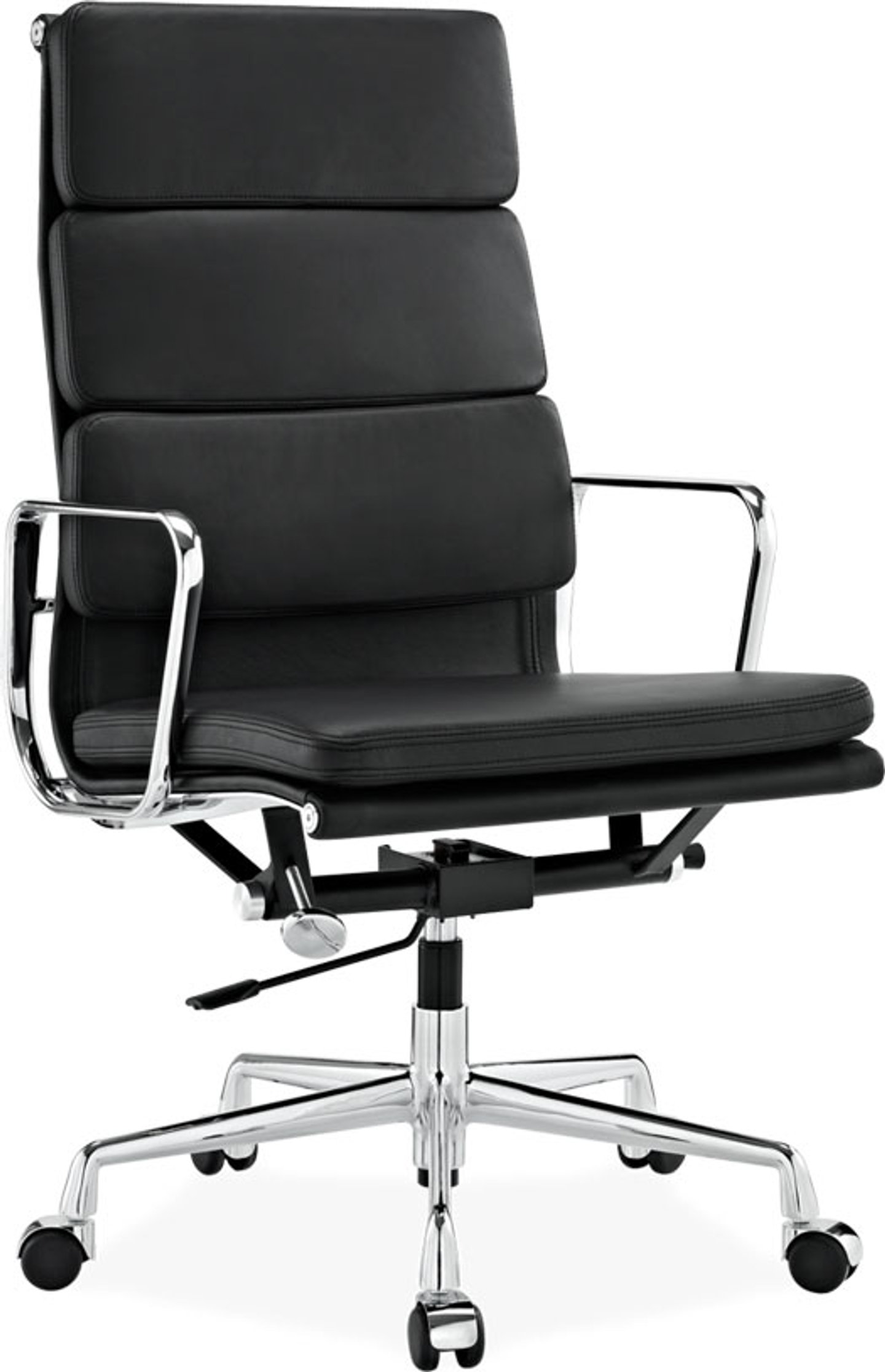 Sedia da ufficio stile Eames EA219 in pelle Black image.