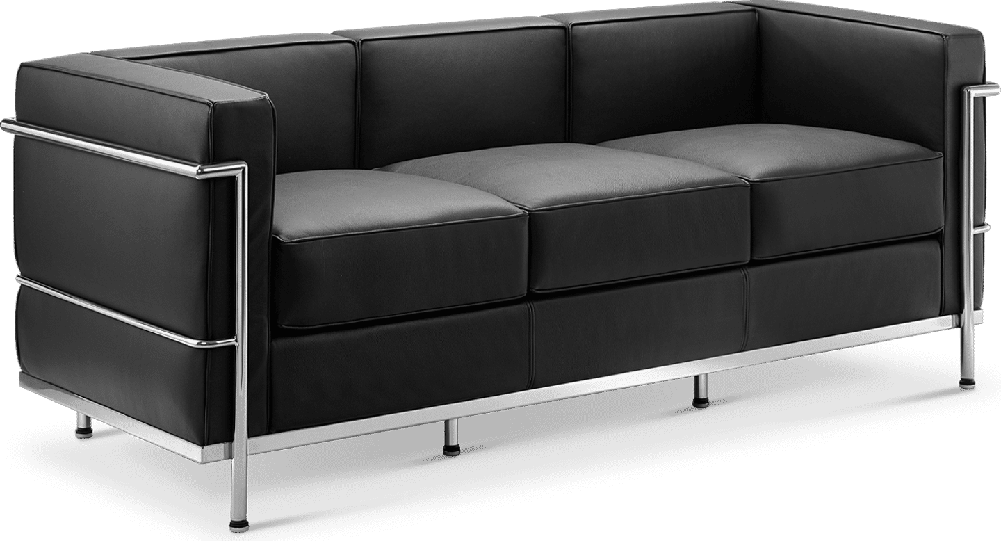 LC2 Style 3-seters sofa Black image.
