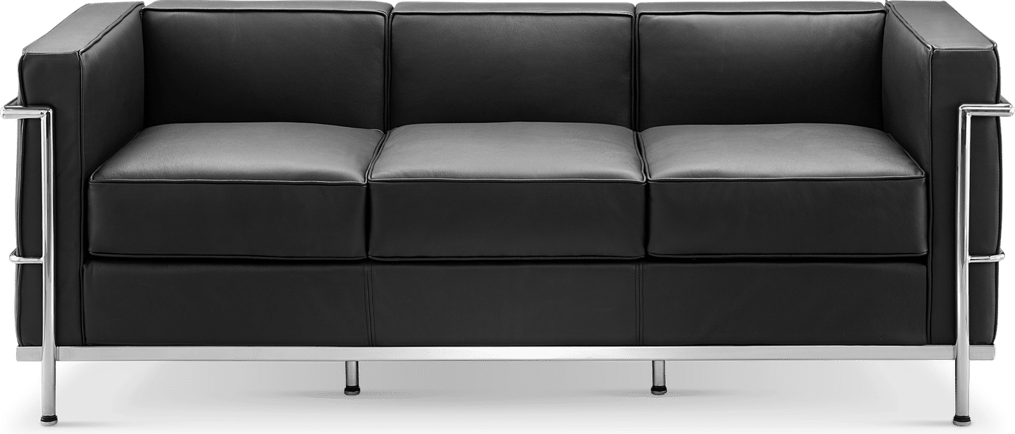 LC2 Style 3-Sitzer Sofa Black image.