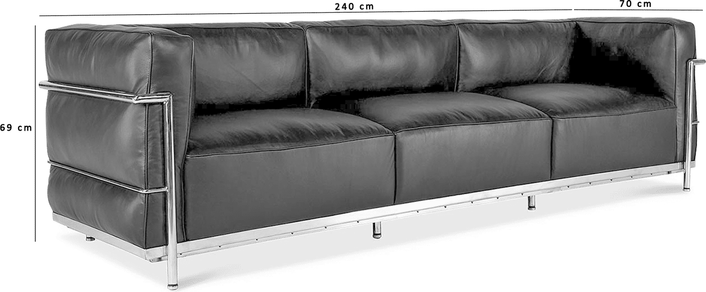 LC3 Style 3 Seater Grand Sofa Black  image.