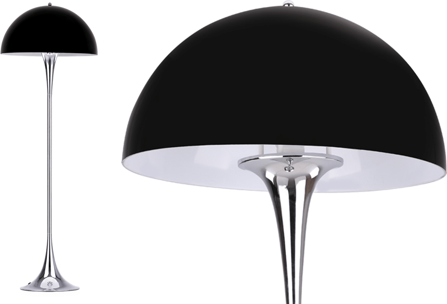 Panthella stijl vloerlamp chroom Black image.