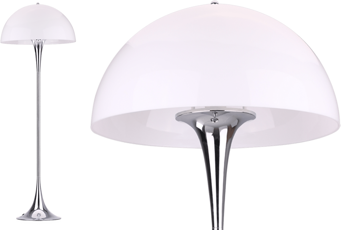 Panthella Style Floor Lamp Chrome White image.
