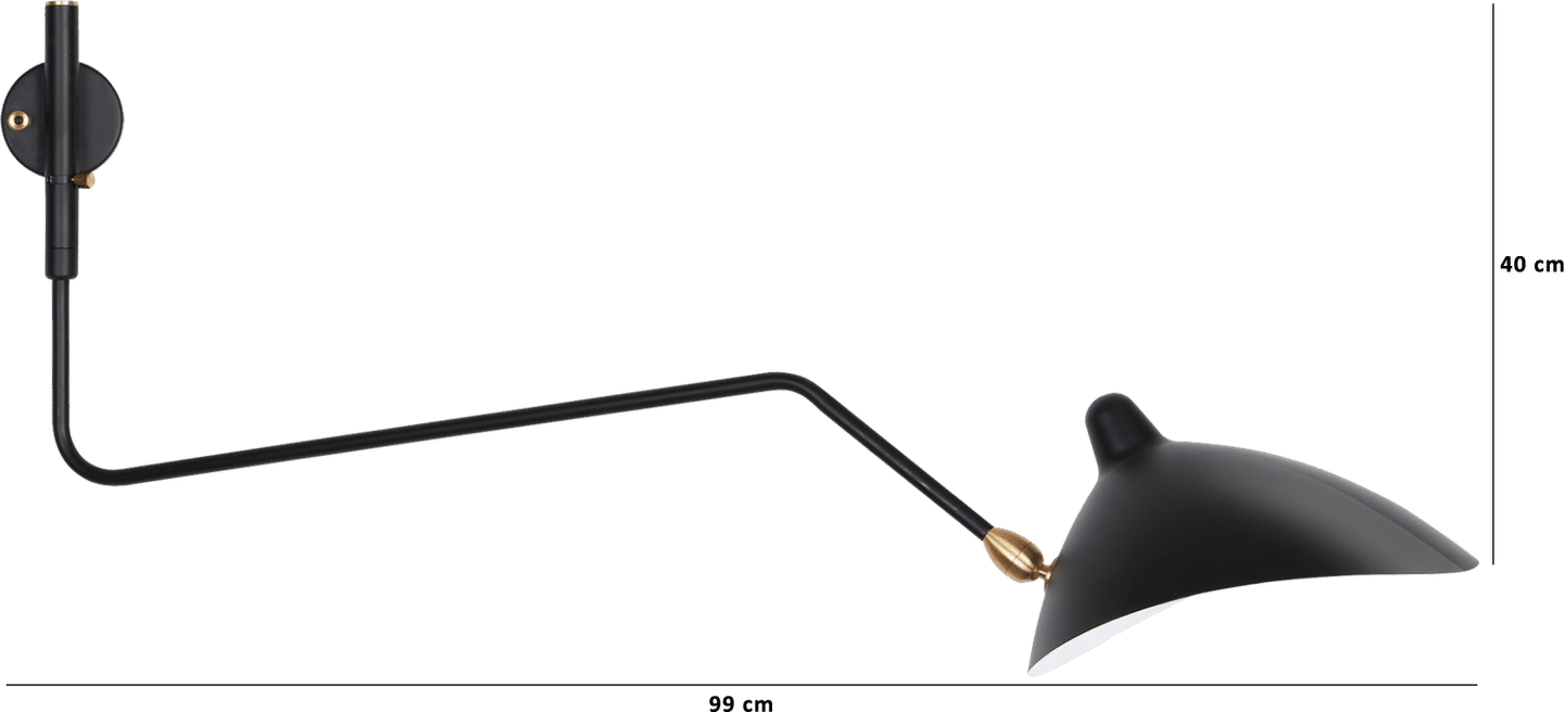 Sconce 1 Rotating Arm - Brass Pivot Black image.