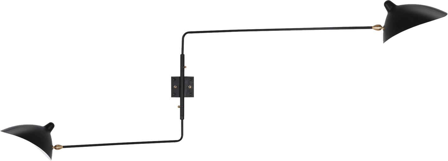 Serge Mouille Two - Arm Wall Lamp Black image.