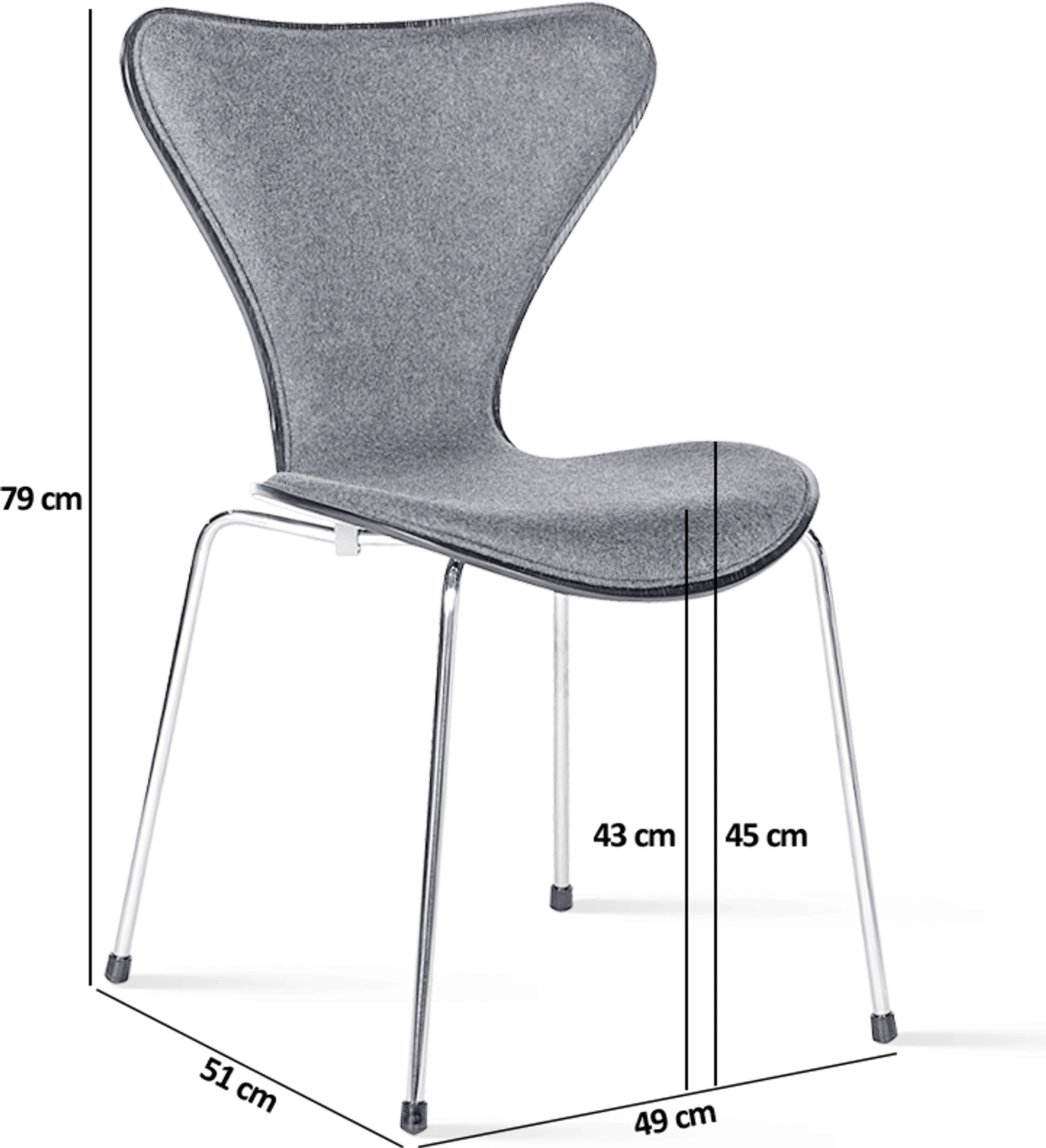 Serie 7 stol - halvt stoppad Wool/Charcoal Grey image.