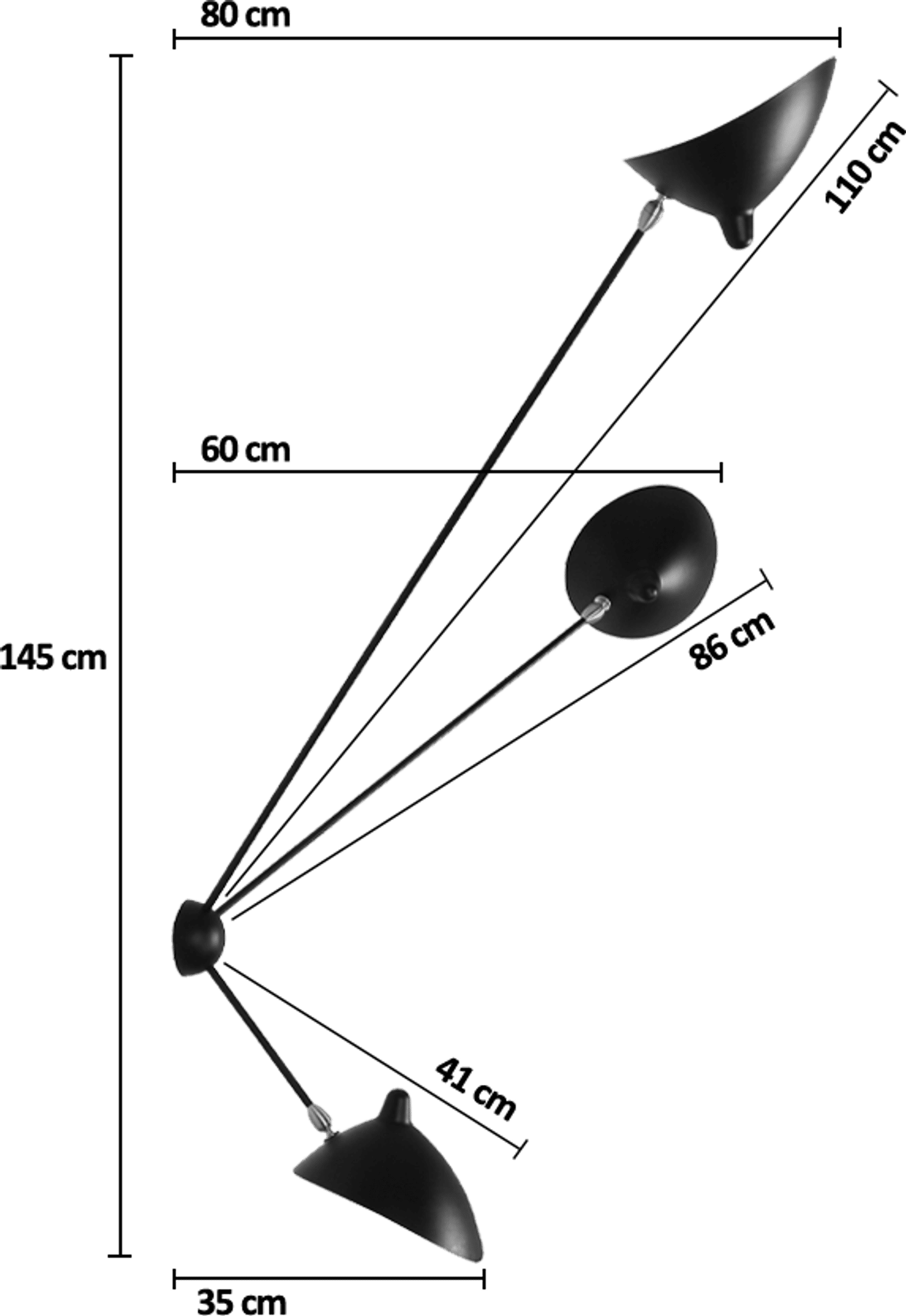 Spider Vegglampe 3 Armer Black image.