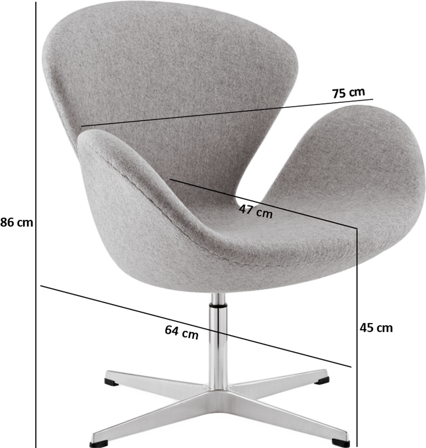 The Swan Chair  Wool/Without piping/Light Pebble Grey image.