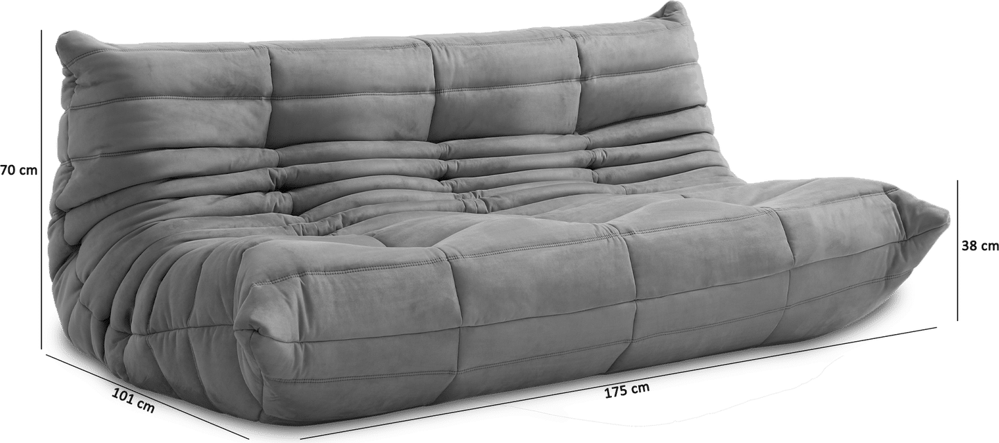 Comfort Style 3-Sitzer Sofa Dark Grey Velvet/Velvet image.