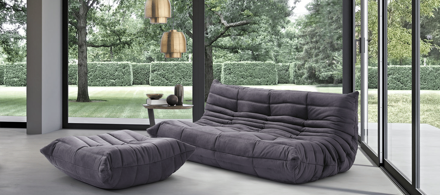 Comfort Style 2-Seater Sofa Charcoal Grey Alcantara/Alcantara image.