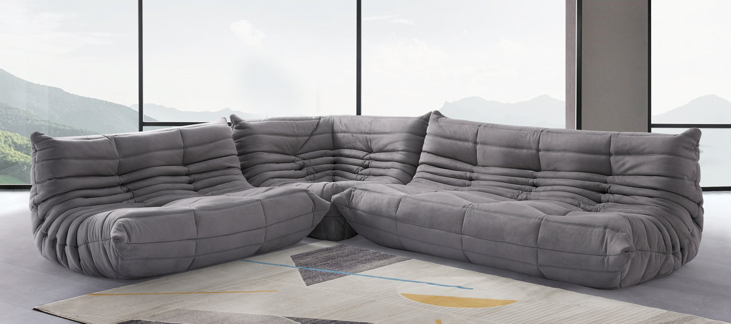 Comfort Style 3-sitsig soffa Light Grey Alcantara/Alcantara image.