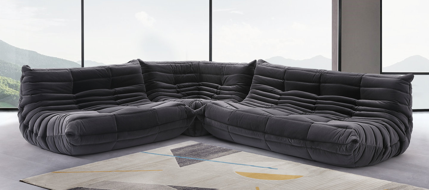 Comfort Style Curve soffa Dark Grey Velvet/Velvet image.
