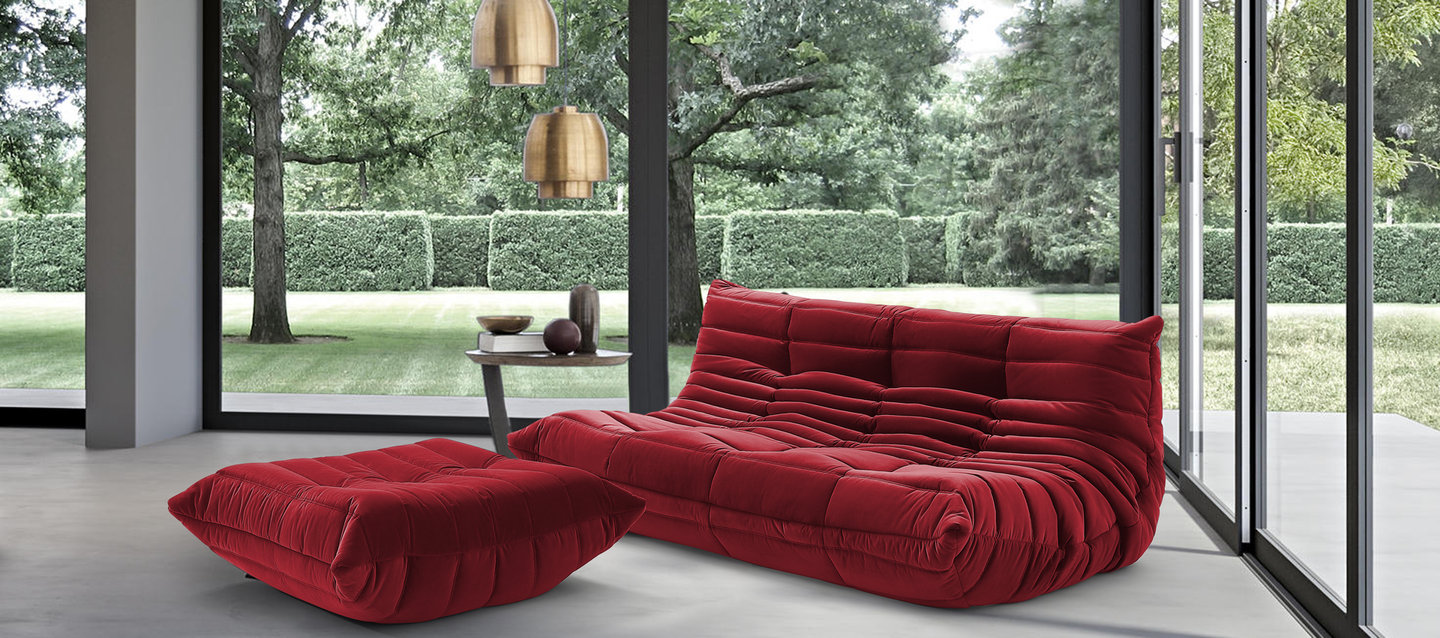 Comfort Style Lounge Sofa Dark Red Velvet/Velvet image.