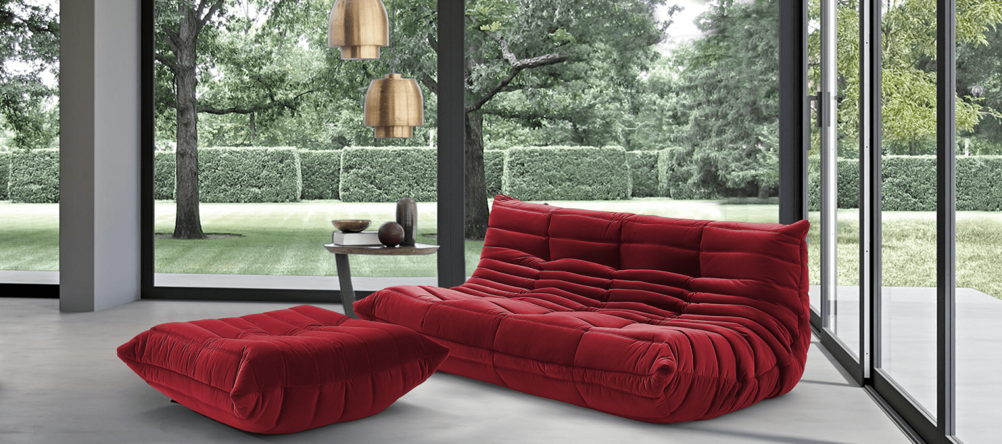 Comfort Style 2-Seater Sofa Dark Red Velvet/Velvet image.
