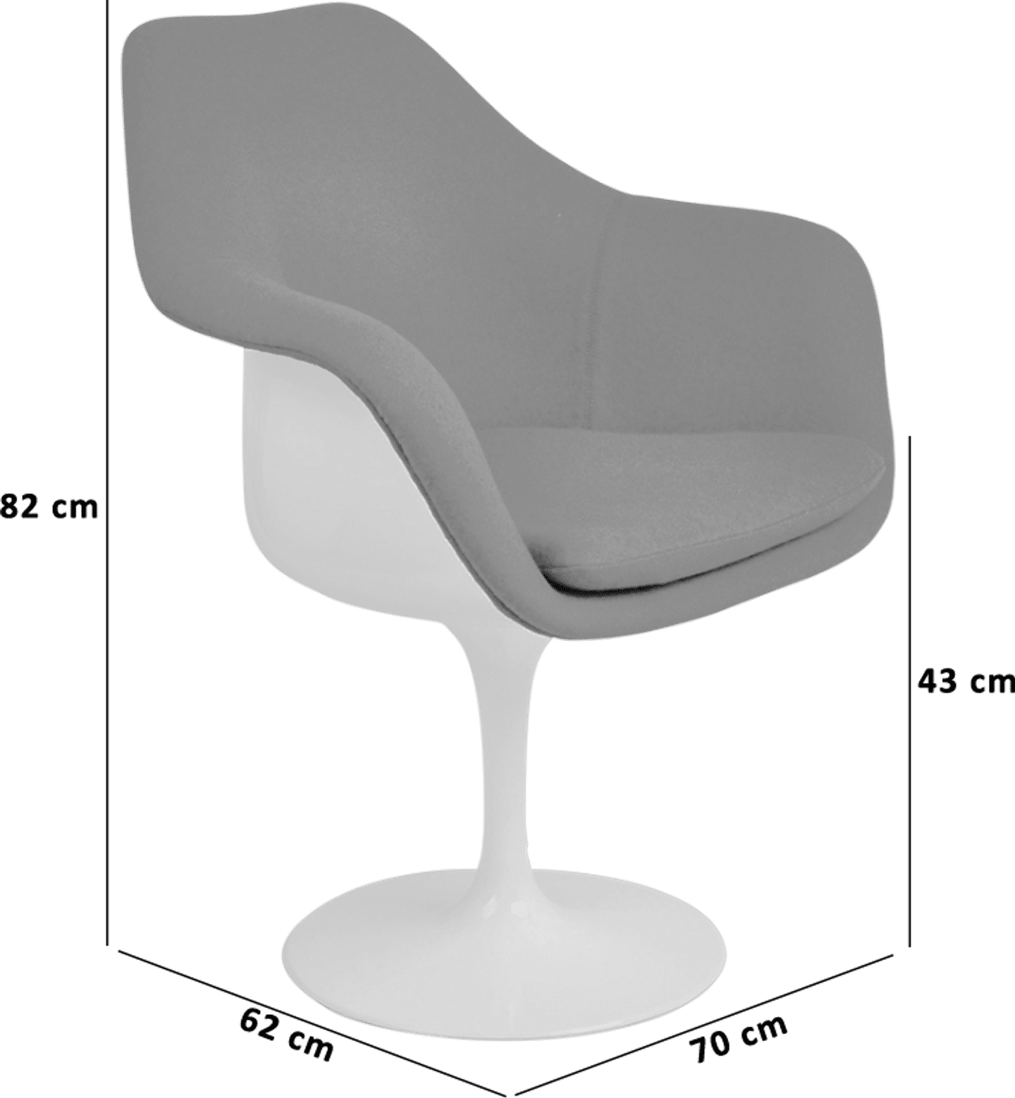 Tulip Carver Chair Charcoal Grey/White image.