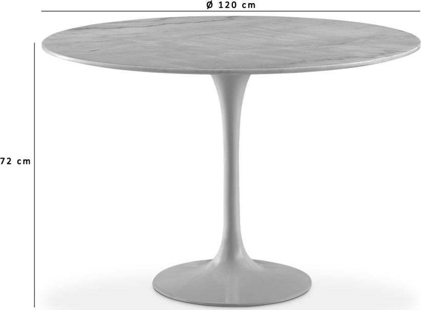 Table à manger ronde Tulip - Marbre blanc White Quartz 120/120 CM image.