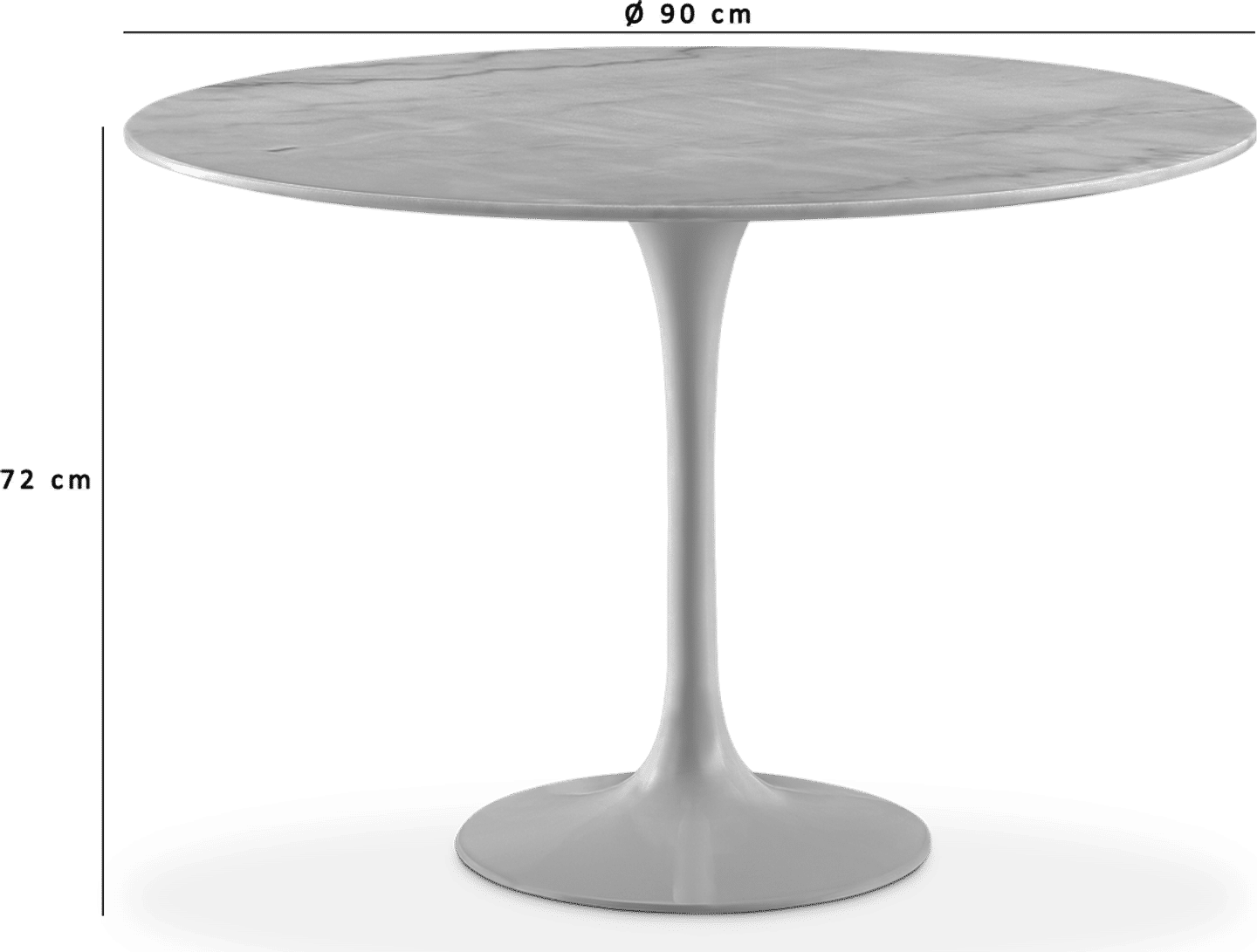 Table à manger ronde Tulip - Marbre blanc White Marble/90 CM image.