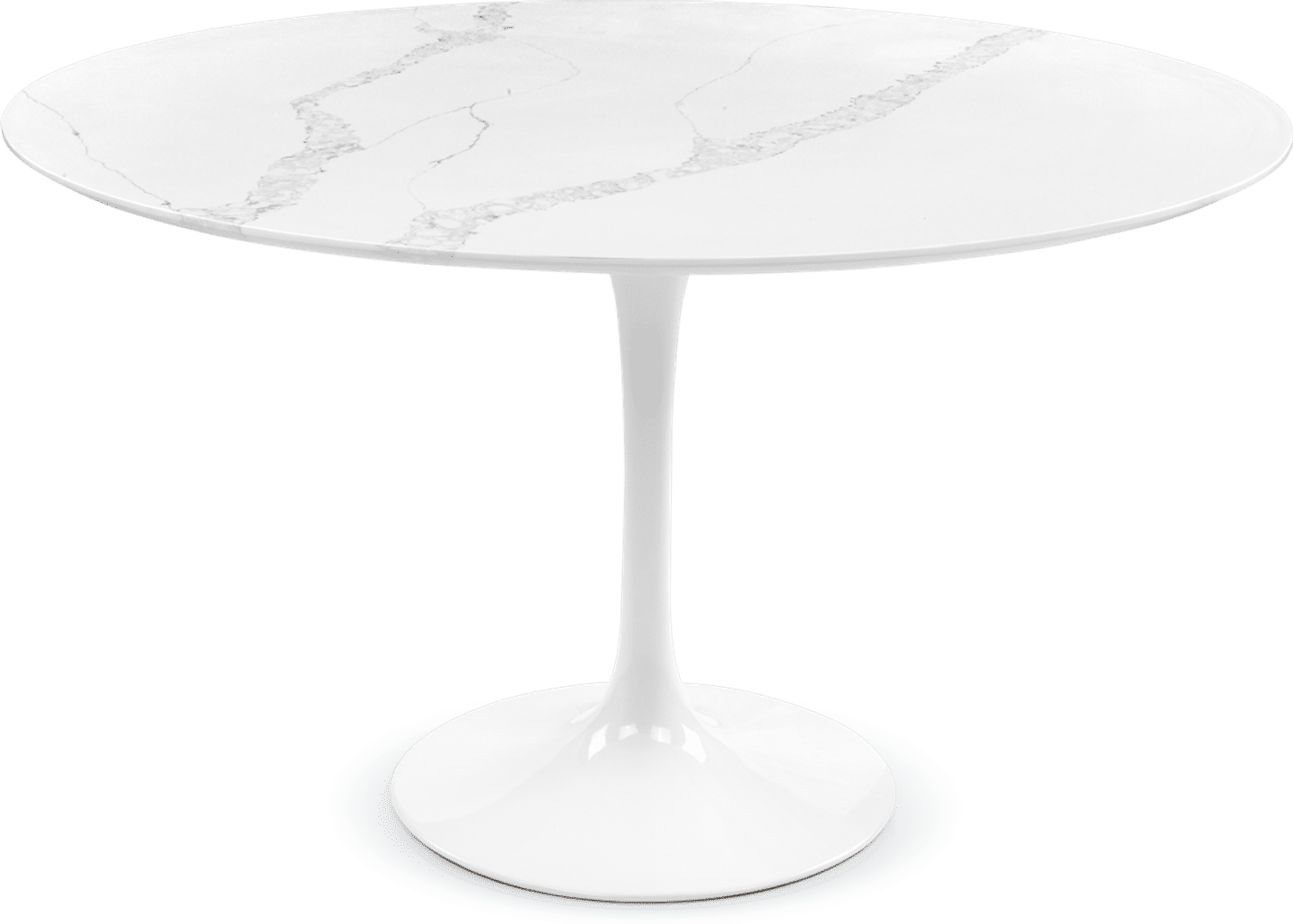 Table à manger ronde Tulip - Marbre blanc White Quartz 160/120 CM image.