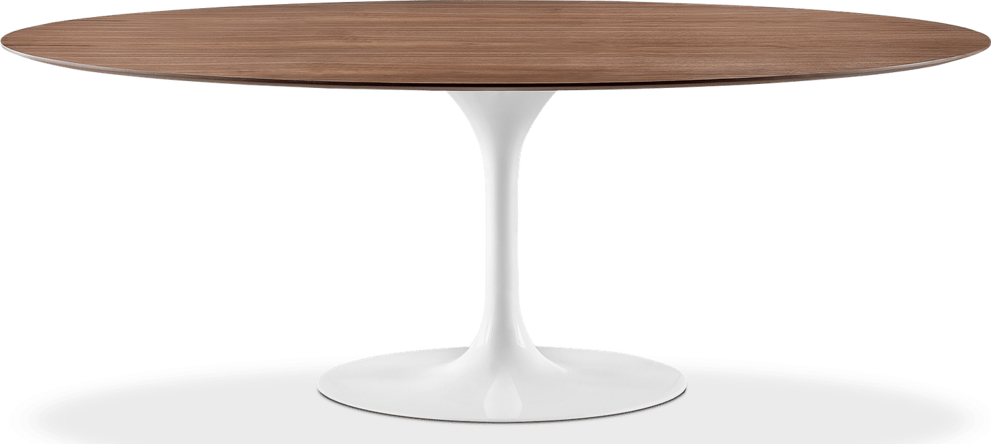 Table à manger ovale style tulipe Walnut Veneer/White image.