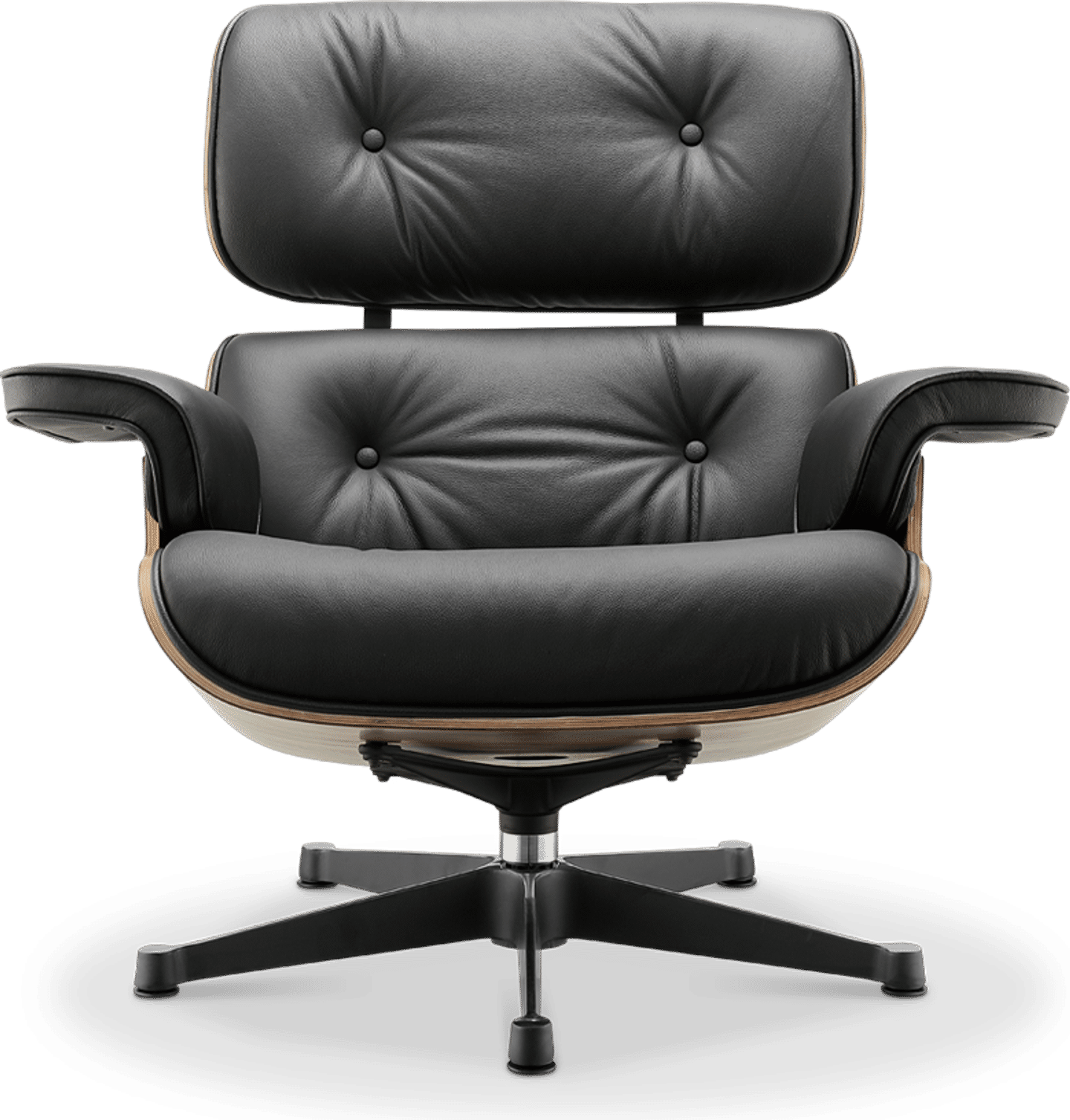 Chaise longue de style Eames 670 Italian Leather/Black/Walnut Veneer image.