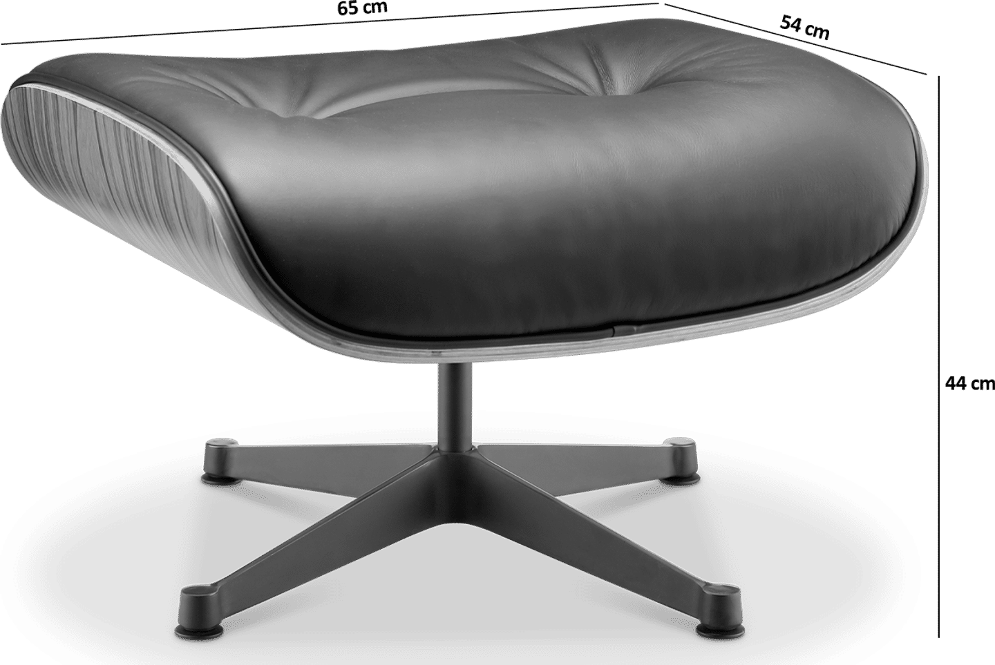 Chaise longue style Eames 670 Tabouret Italian Leather/Black/Rosewood image.