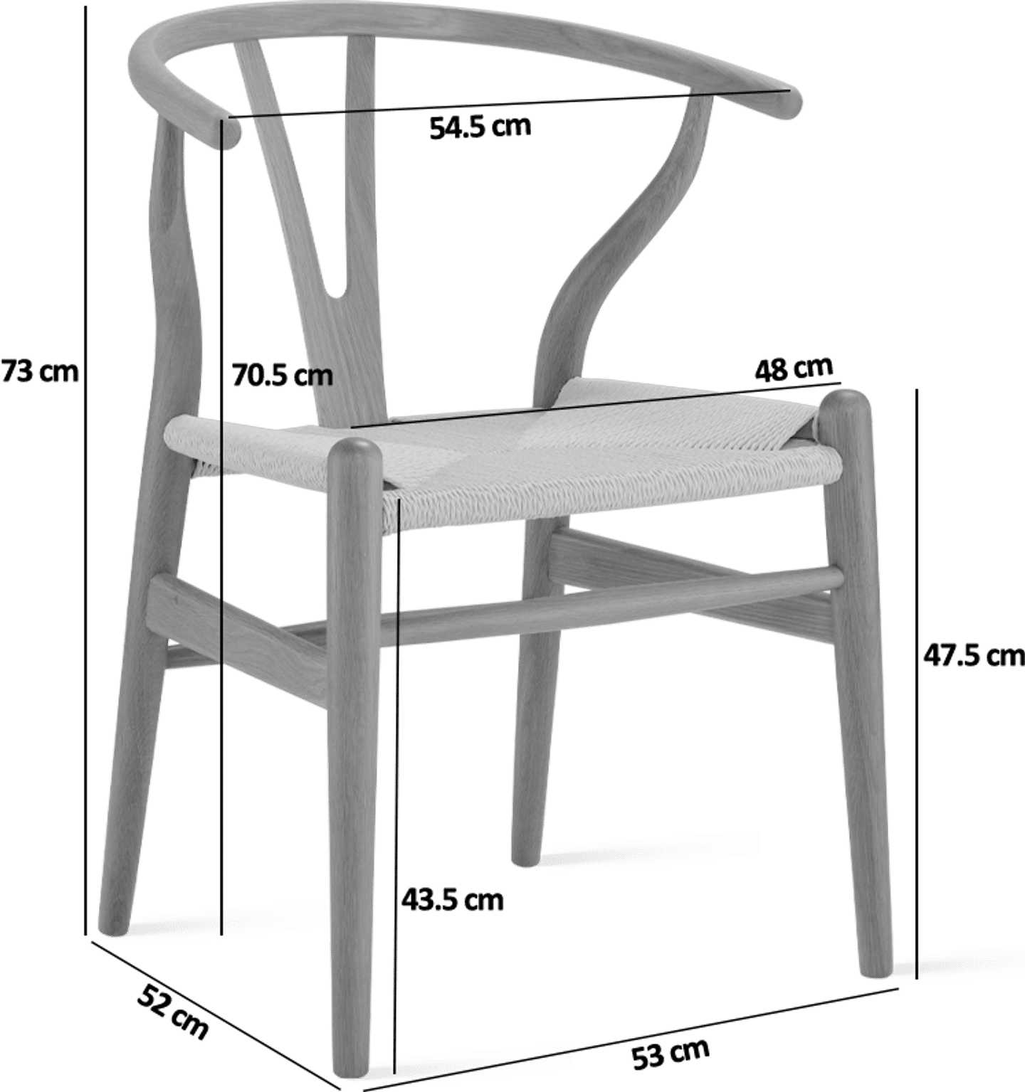 Wishbone (Y) Chair - CH24 Lacquered/Light Grey image.