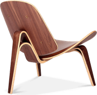 Shell Chair (CH07) Premium Leather/Dark Tan/Walnut Veneer image.