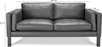 2332 Two Seater Sofa Italian Leather/Black image.