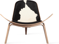 Shell Chair (CH07) Premium Leather/Black Cowhide/Walnut Veneer image.