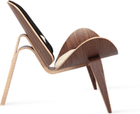 Shell Chair (CH07) Premium Leather/Black Cowhide/Walnut Veneer image.